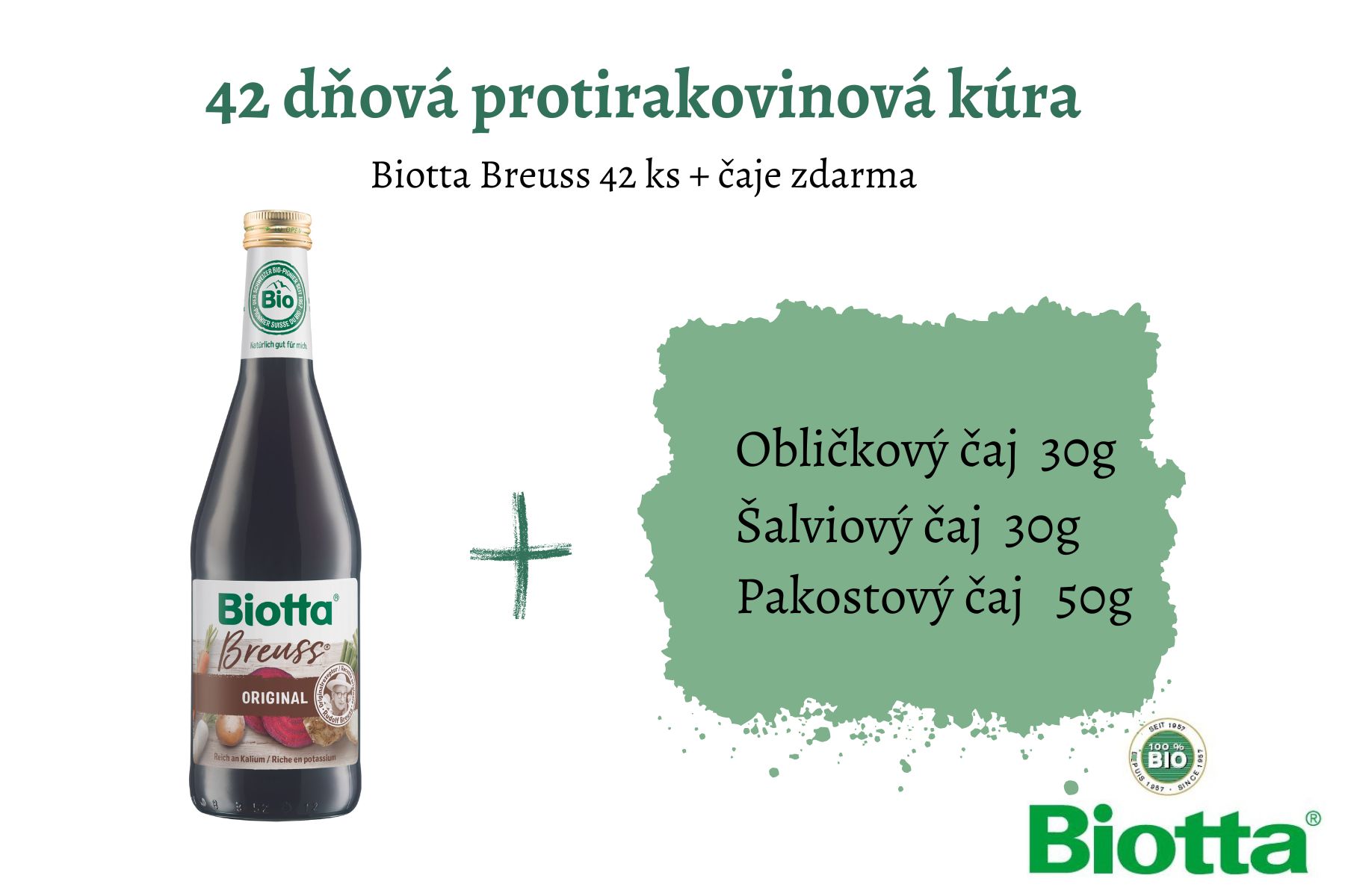 Biotta Breuss 42 ks + čaje zdarma - cena za 1 ks 3,548€ 